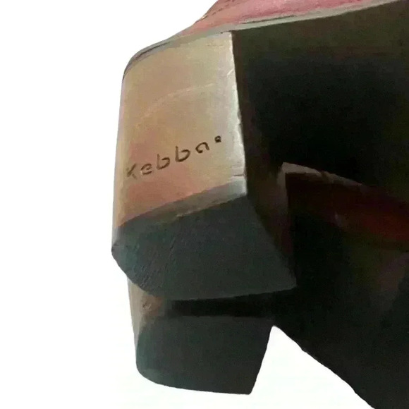 Kebba Women Burgundy Leather Homemade Studded Wooden  Heels Clogs Mules Red SZ 7 - Picture 7 of 12